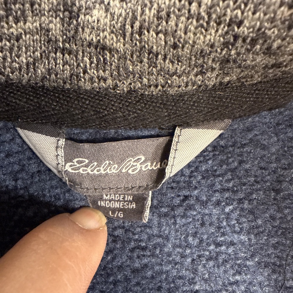 SWEATER SWEATSHIRT Eddie Bauer‎ Mens Large  Fleece 1/4 Zip Pullover - Picture 4 of 7